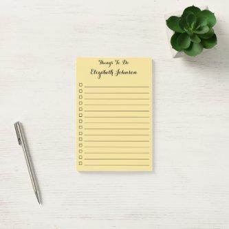 Personalized Elegant Lined Checklist To Do List Post-it Notes
