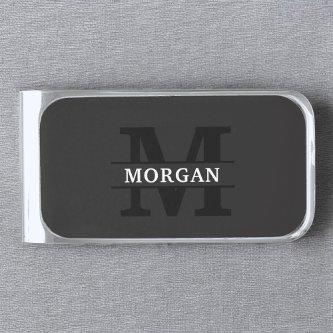 Personalized Elegant Monogram and Name Silver Finish Money Clip