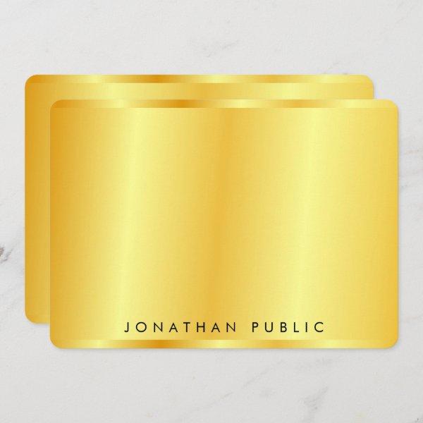 Personalized Elegant Trendy Gold Metallic Look Note Card
