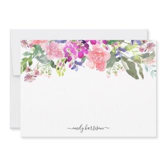 Personalized Elegant Watercolor Floral Note Card