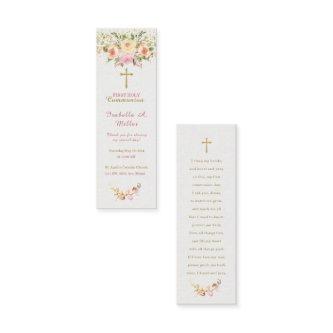 Personalized  First Communion Pink Prayer Card