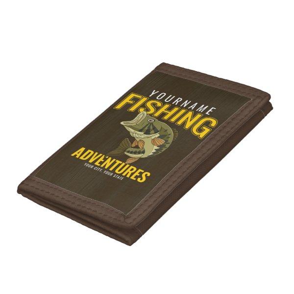 Personalized Fishing Adventures Bass Fish Angler  Trifold Wallet