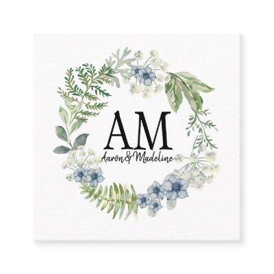 Personalized Floral Monogram Forest Flowers Square