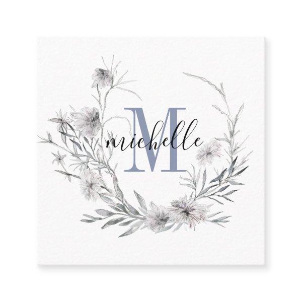 Personalized Floral Monogram Wildflower Foliage Square