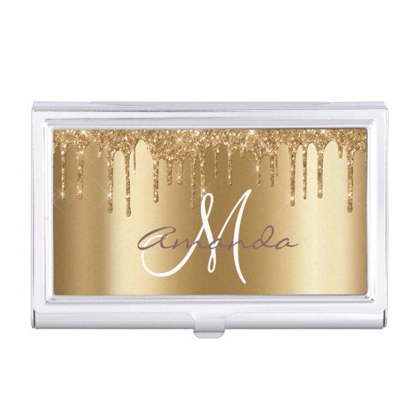 Personalized Glitter Yellow Gold Trendy Monogram  Case