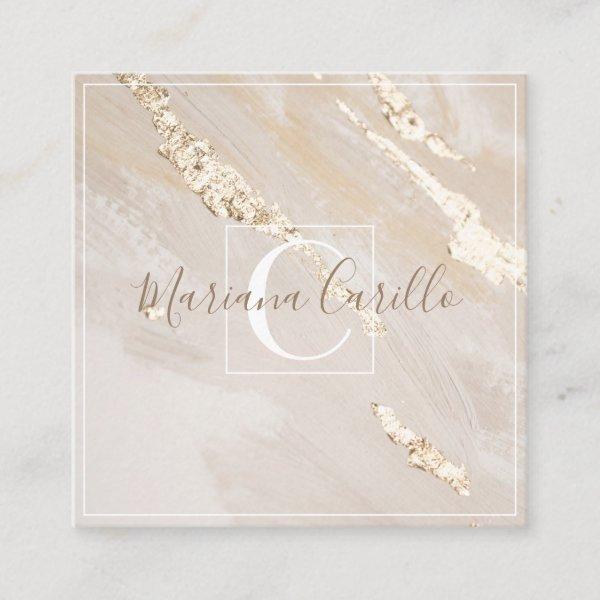 Personalized Gold Foil Marble Monogram Square