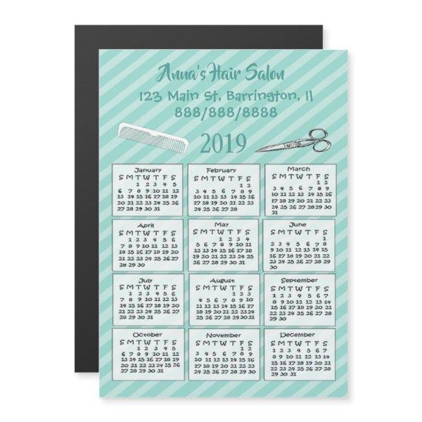 Personalized Hair Salon Mini Calendar Magnet 2019