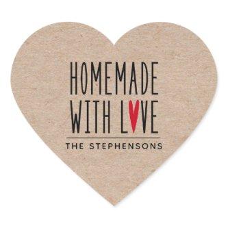 Personalized Homemade With Love Kraft Heart Sticker