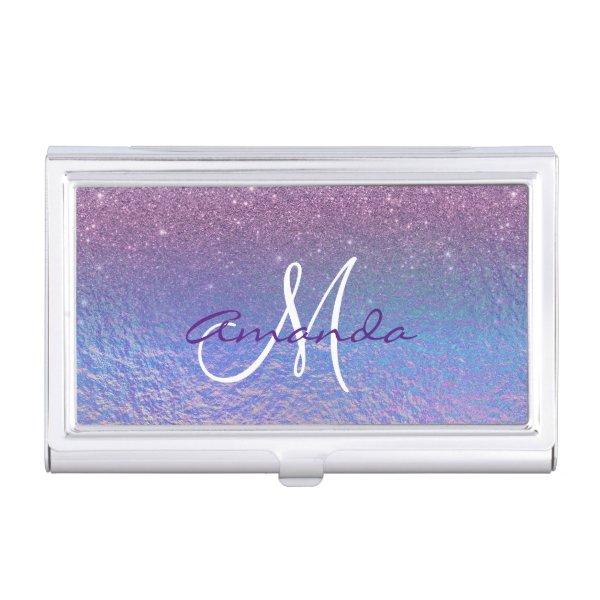 Personalized Iridescent Purple Glitter Monogram  Case