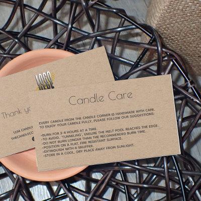 Personalized Kraft Paper Logo Candle Care Card