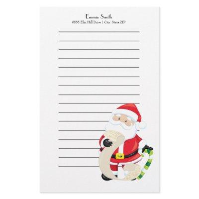 Personalized Lined Santa with Christmas List Stationery