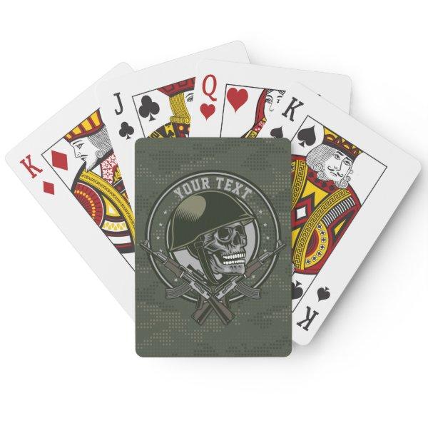 Personalized Military Camo Soldier Skull and Guns  Poker Cards