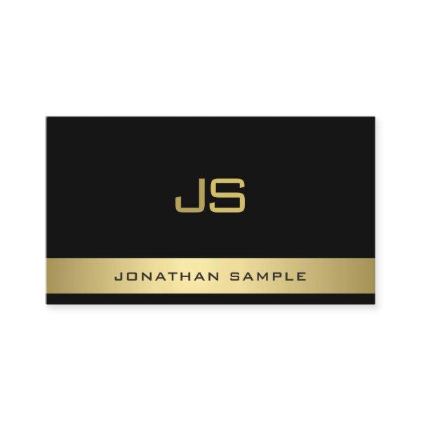 Personalized Modern Elegant Monogram Black Gold
