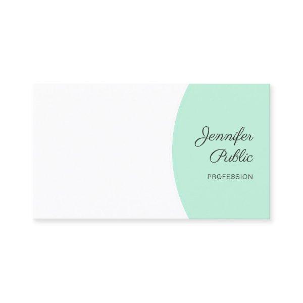 Personalized Modern Handwritten Elegant Mint Green