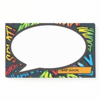 Personalized Modern Speech Bubble Fun Comic Book Post-it Notes