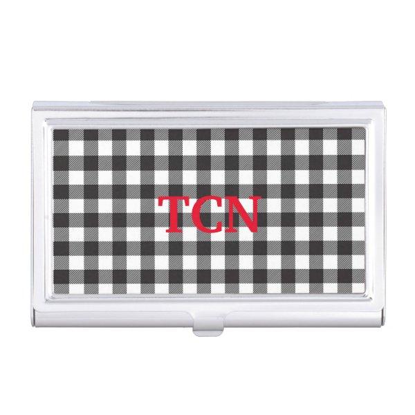 Personalized Monogrammed Black and White Plaid  Case