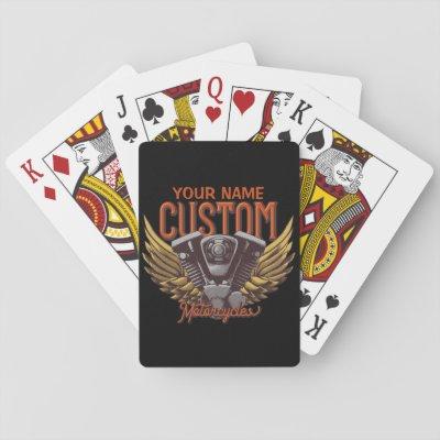 Personalized Motorcycle Eagle Wings Biker Garage  Playing Cards