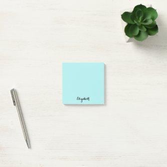 Personalized Name Aqua Color Home Office Business Post-it Notes