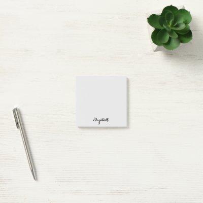 Personalized Name Chic Gray Home Office Business Post-it Notes