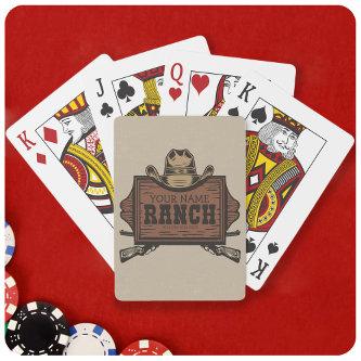 Personalized NAME Cowboy Guns Western Ranch Sign Playing Cards
