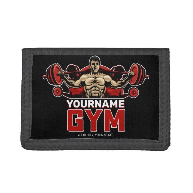 Personalized NAME Fitness Home GYM Weight Lifting Trifold Wallet