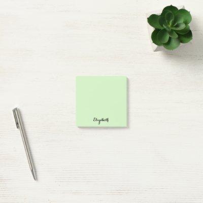 Personalized Name Light Green Home Office Business Post-it Notes