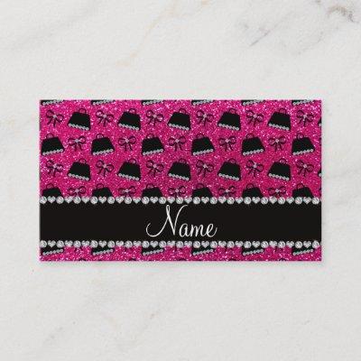 Personalized name neon hot pink glitter purses bow calling card
