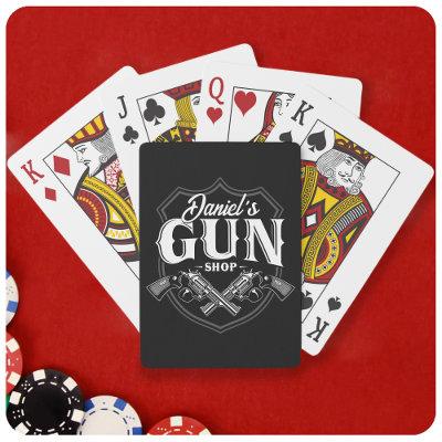 Personalized NAME Old Revolvers Gun Shop Firearms Playing Cards