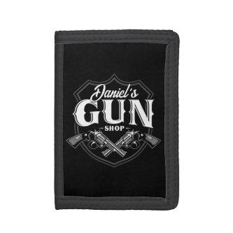 Personalized NAME Old Revolvers Gun Shop Firearms  Trifold Wallet