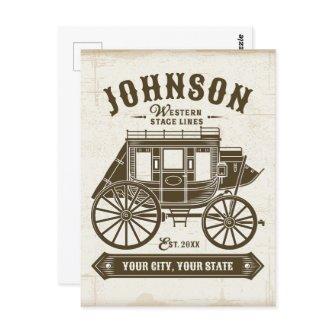 Personalized NAME Old Western Stagecoach Carriage Postcard