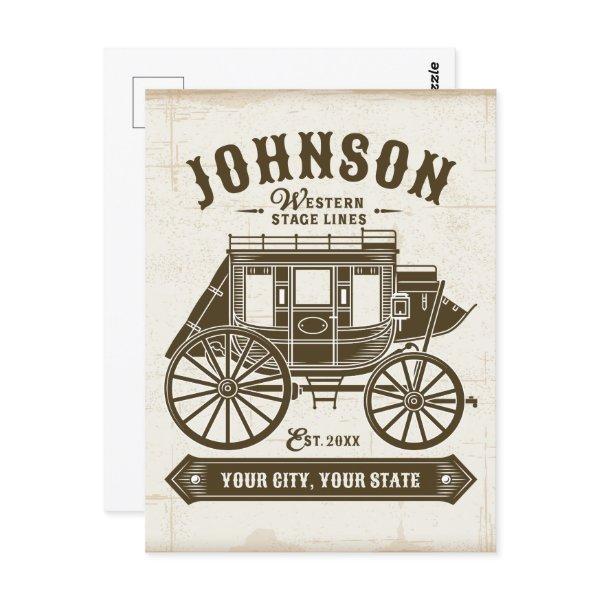 Personalized NAME Old Western Stagecoach Carriage Postcard
