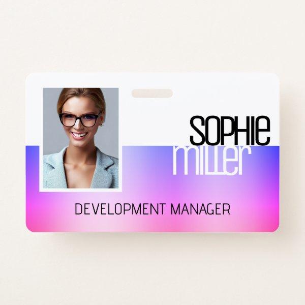 Personalized Name Purple Pink Gradient Trendy  Badge