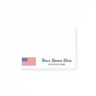 Personalized name & title patriotic American flag Post-it Notes