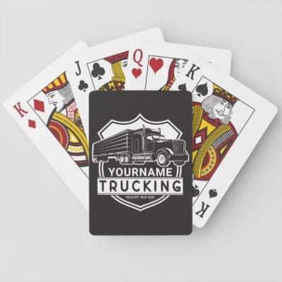 Personalized NAME Trucking Big Rig Semi Trucker   Playing Cards