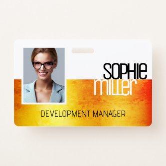 Personalized Name Yellow Orange Gradient Trendy  Badge