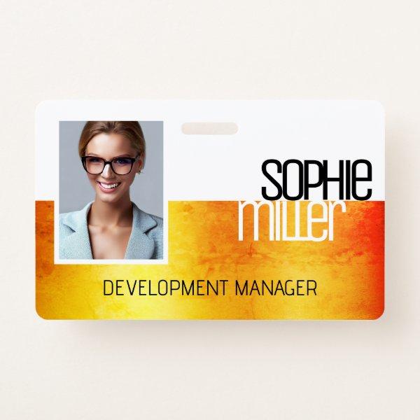 Personalized Name Yellow Orange Gradient Trendy  Badge