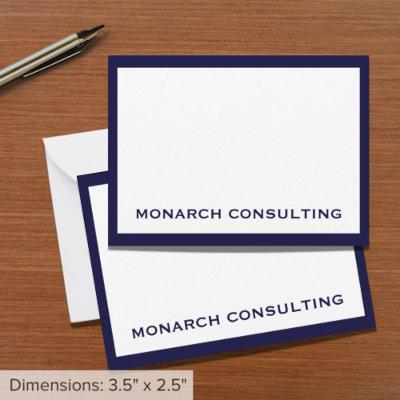 Personalized Navy and White Typographic Business Note Card