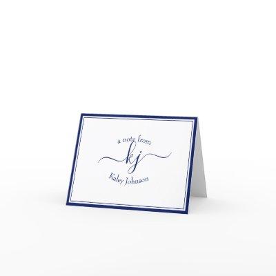 Personalized Navy White From The Desk Of Note Card