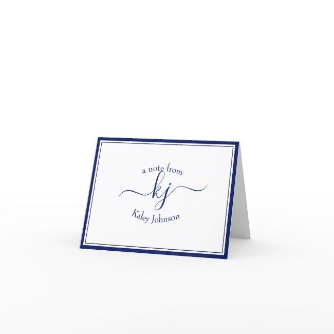 Personalized Navy White From The Desk Of Note Card