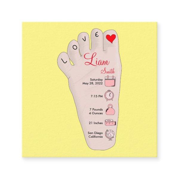 Personalized New Baby Gift Birth Stats Details Square