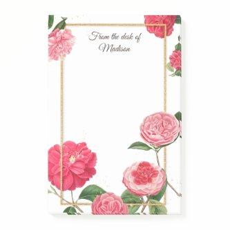 Personalized Note From The Desk Pink Floral Girly