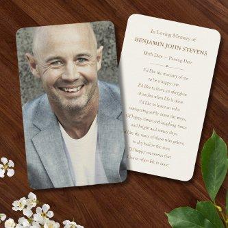 Personalized Photo Sympathy Funeral Memorial Card
