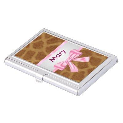 Personalized Pink Bow Giraffe  Holder