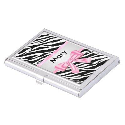 Personalized Pink Bow Zebra  Holder