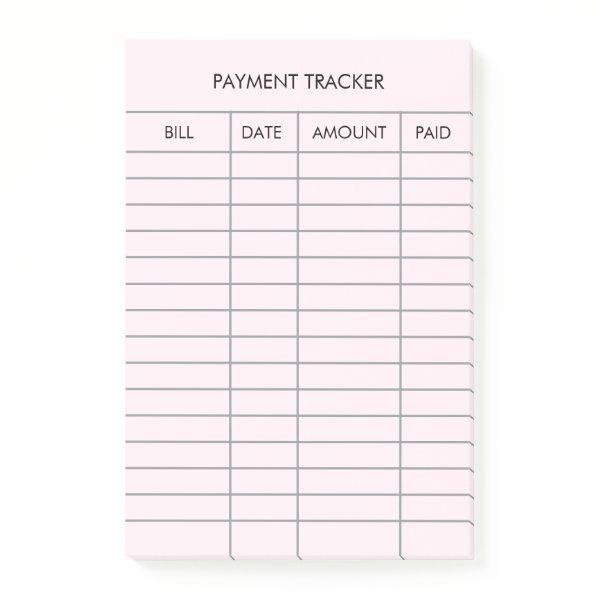 Personalized Pink Payment Tracker  Post-it Notes