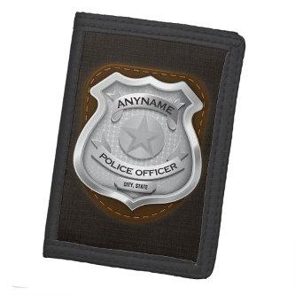 Personalized Police Officer Sheriff Cop NAME Badge Trifold Wallet