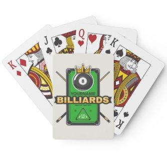 Personalized Pool Hall NAME 8 Ball Crown Billiards Poker Cards