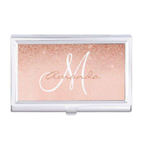 Personalized Pretty Rose Gold Trendy Monogram  Case