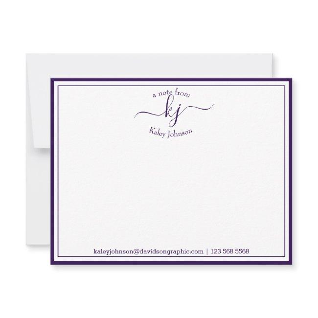 Personalized Purple | From The Desk Of Note Card
