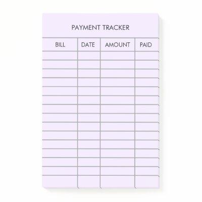 Personalized Purple Payment Tracker  Post-it Notes